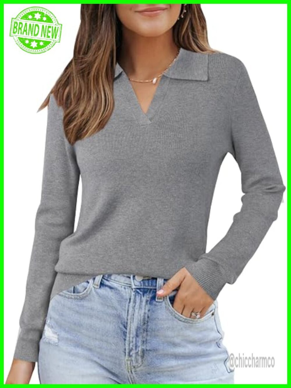 Women's Wool Blend Collared Polo Pullover Sweater Business Casual